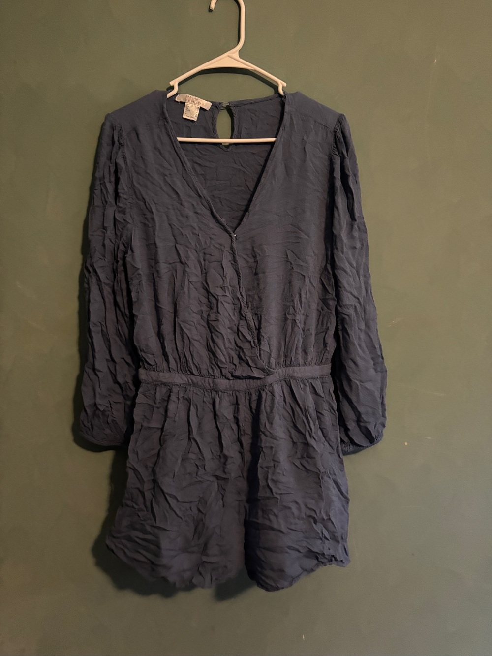 VENUS Navy Long-Sleeve V-Neck Romper
